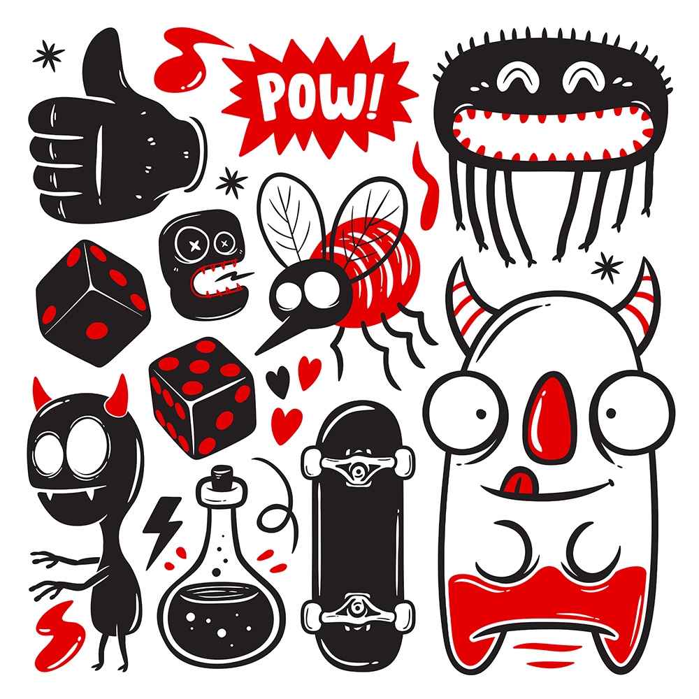 

Aesthetic Decorative Sticker - Black & Red Monster Sticker 7 x 7 cm