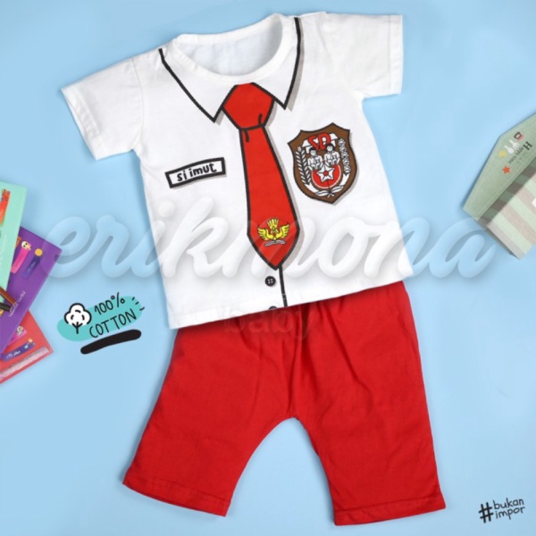 Unik baju anak setelan anak cowo cewe model sekolah SD pendek - S Berkualitas