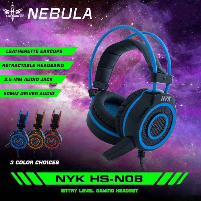 HEADSET HEADPHONE EARPHONE GAMING GAME NYK HS-N08 NEBULA AKSESORIES KOMPUTER LAPTOP HP PC