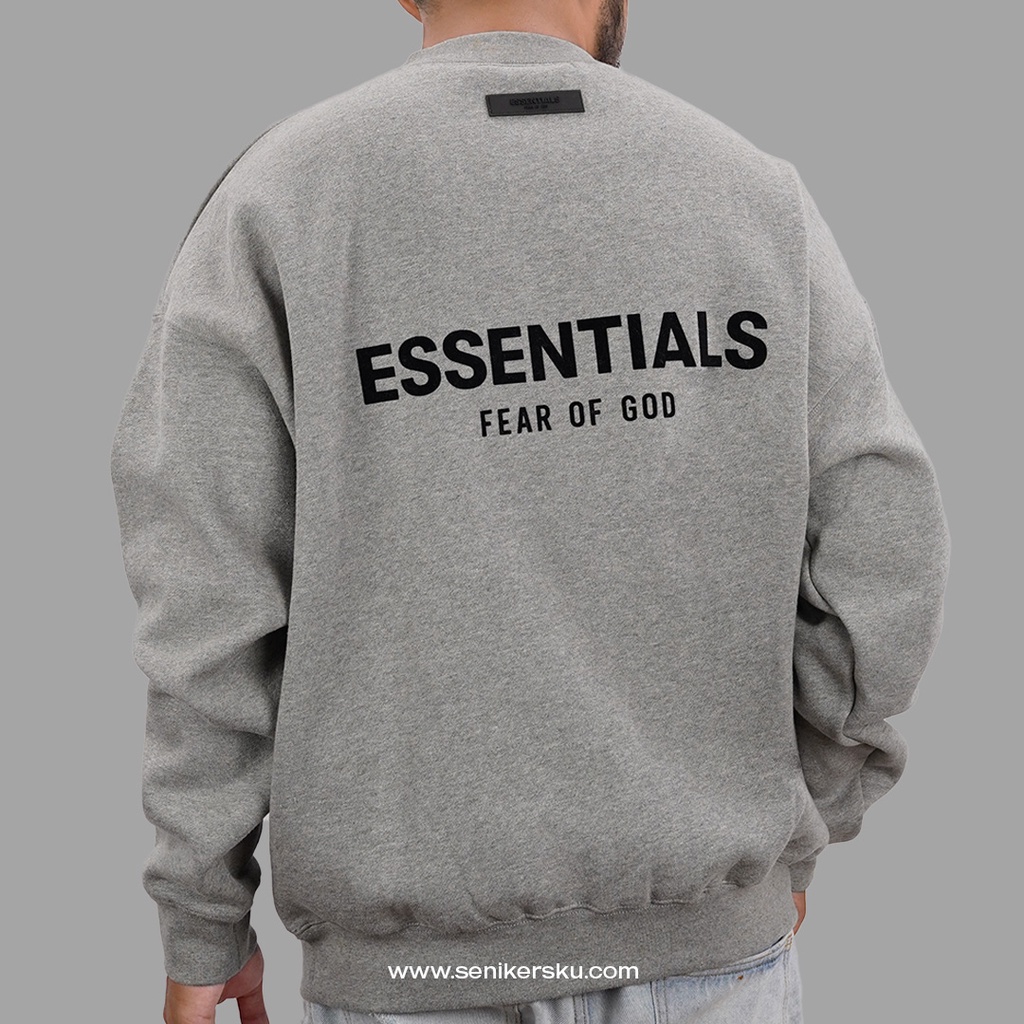 Essentials FOG Crewneck Flocked Dark Oat SS22