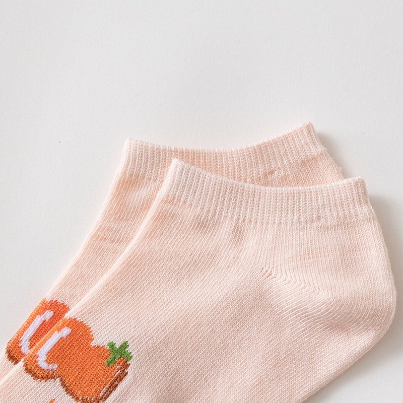 T&amp;Y Kaos Kaki Wanita Mata Kaki Motif Buah Strawberry Orange 6585 Kaos Kaki Pendek Fashion Korean Unisex Semata Kaki Oren Peach Putih Socks Import Ankle Socks Korean Model Simple Cute