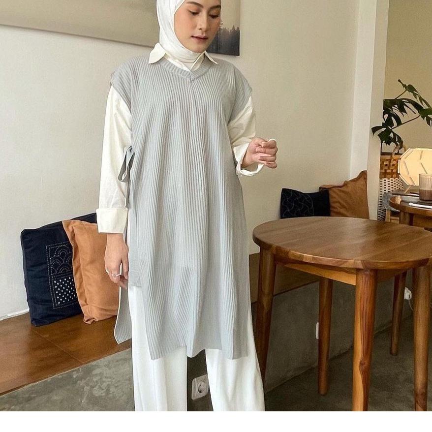☻ Vest Rompi Rajut Long Tali Tunik / Vest Rompi Tali Outerwear Rajut ♖