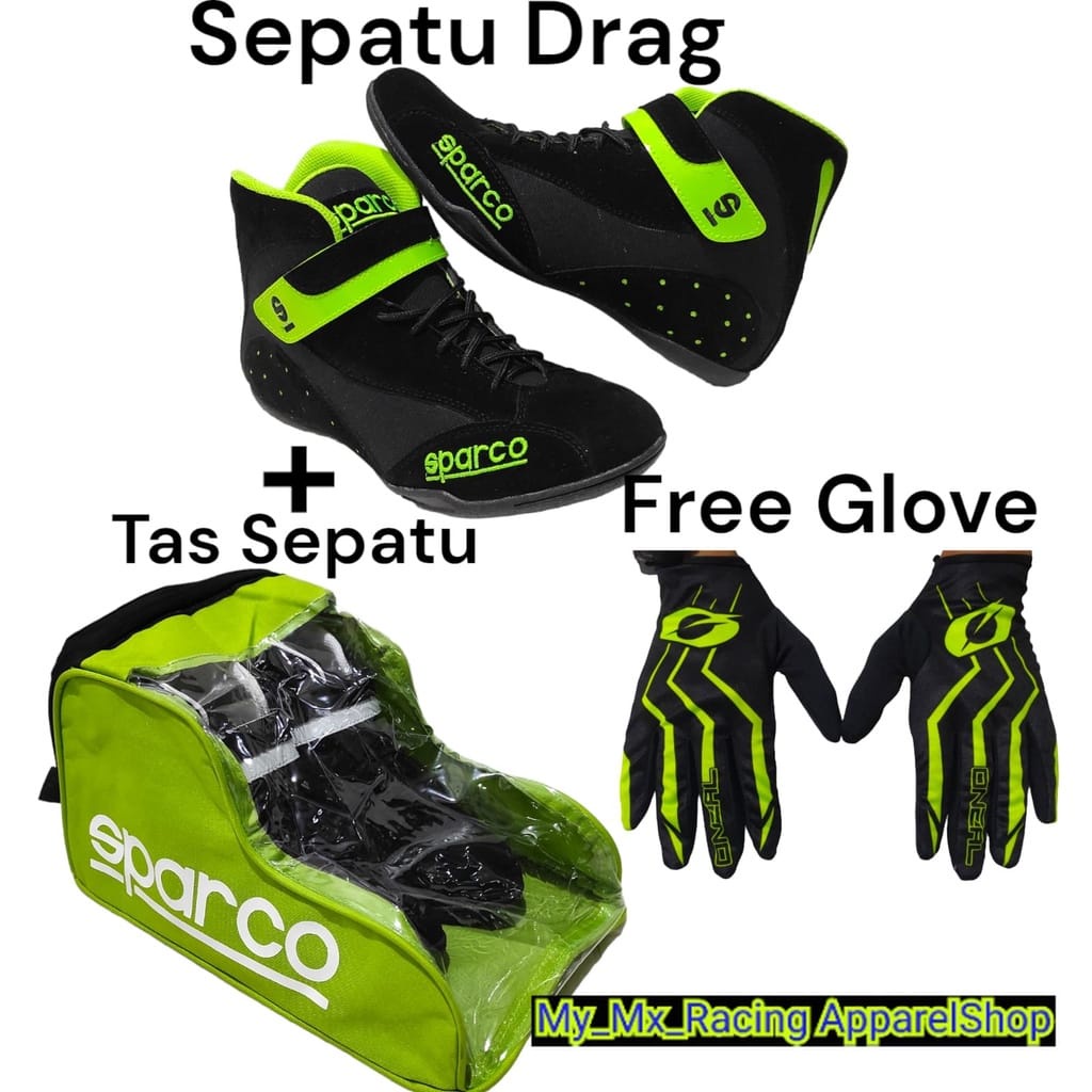 Sepatu drag race plus tas sepatu  sepatu touring FREE GLOVE  keren new  sepatu balap keren sepatu berkendara touring sunmori atau harian juga oke bonus sarung tangan