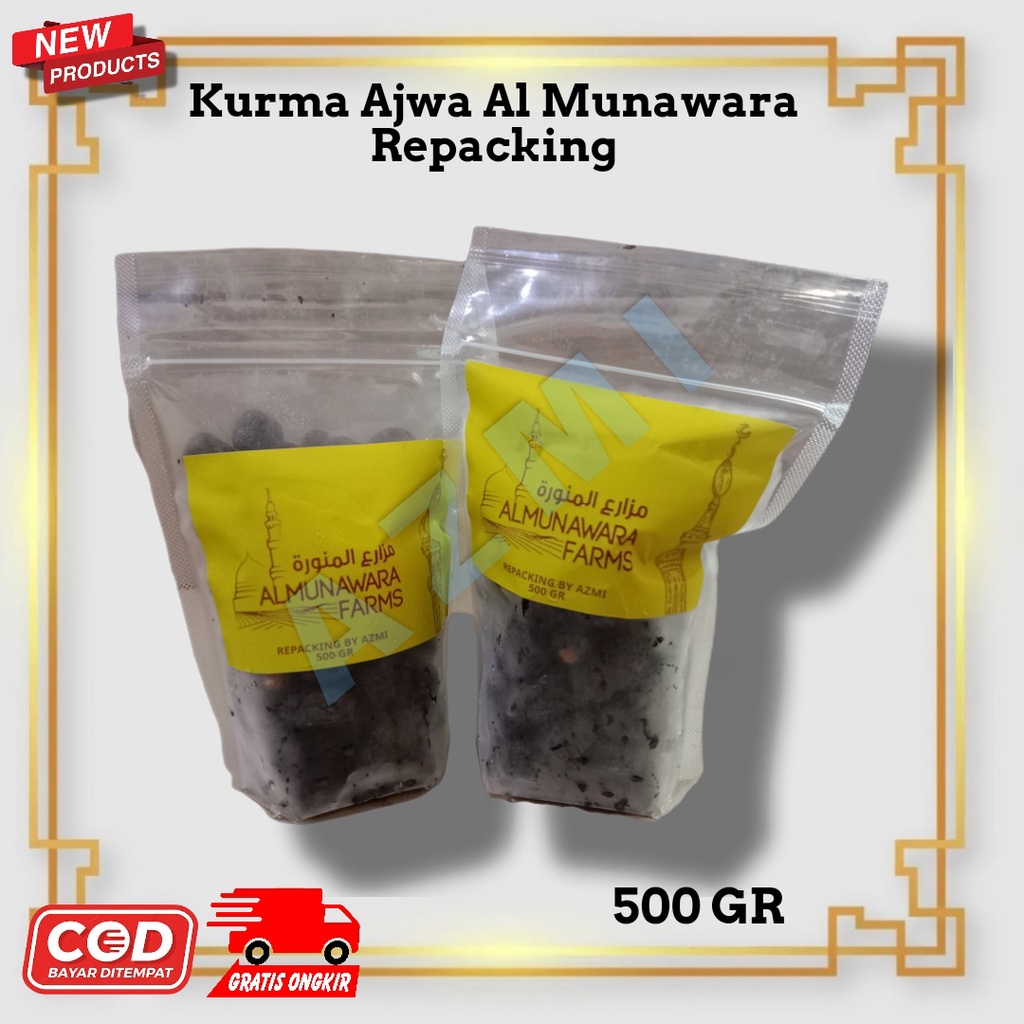 Kurma Ajwa Al Munawara Farms 500gr / Kurma Ajwa Aliyah / Kurma Ajwa Al Medina Repacking Premium
