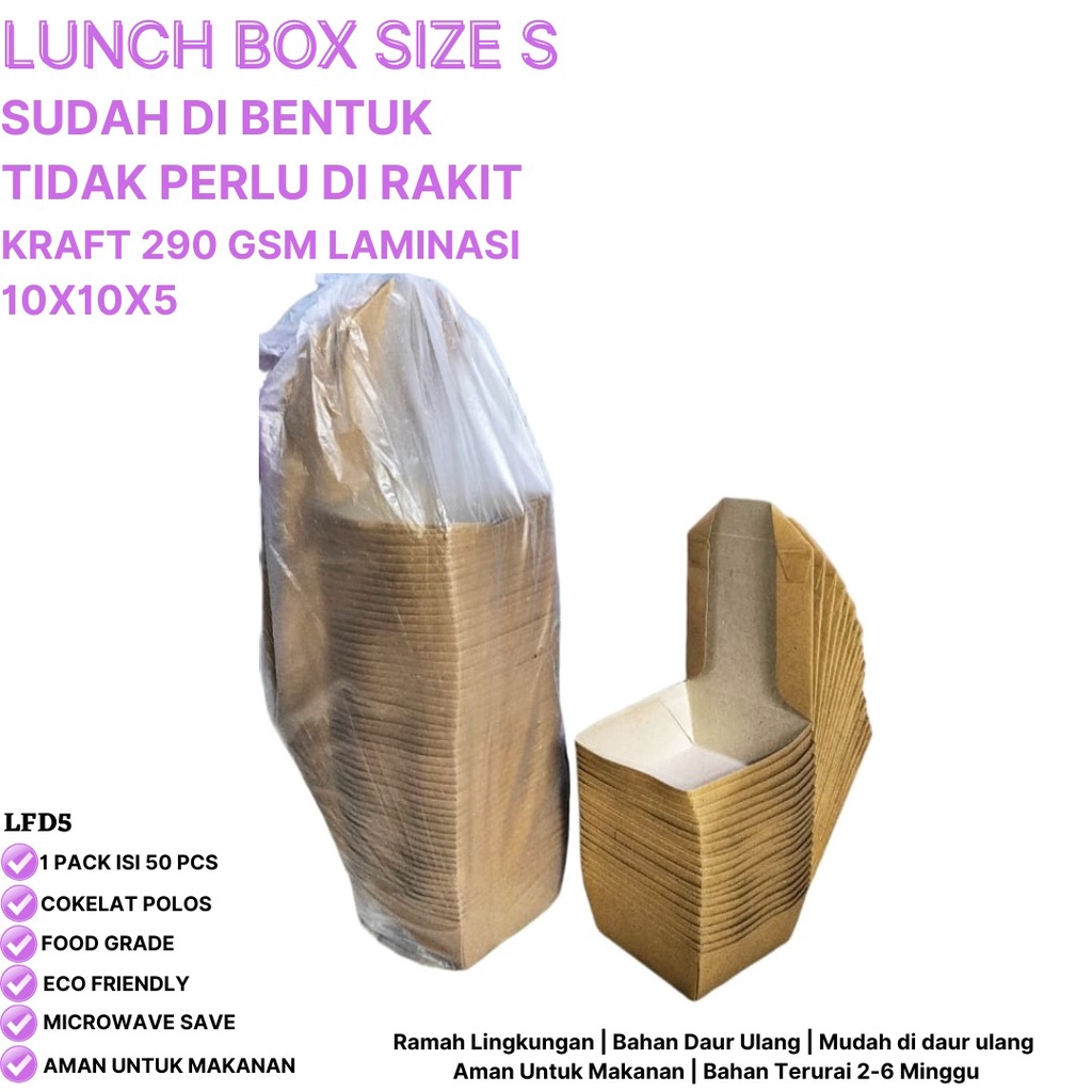 Lunch Box Small Sudah Terbentuk Tidak Perlu Dirakit (LFD5-10X10X5 Cm)