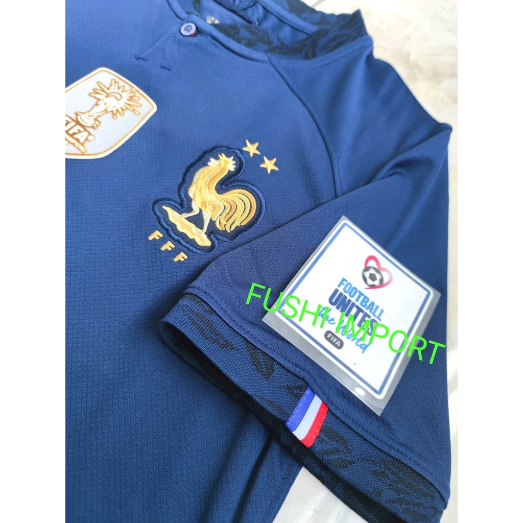 Jersey Baju Bola Perancis Home Full Patch World Cup Piala Dunia 2022 France Grade Ori