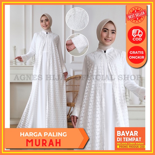 Gamis Mix Bordir Wanita Muslim Bahan Ceruty Babydoll Adrea Dress Terbaru Gaun Pesta Muslimah Gamis B