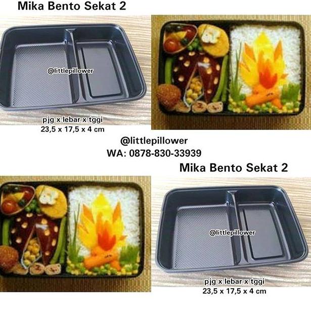 MURAH (ISI 50PCS - SEKAT 2 HITAM) Mika bento sekat 2/ kotak makan/ pastik bento /food container/lunc