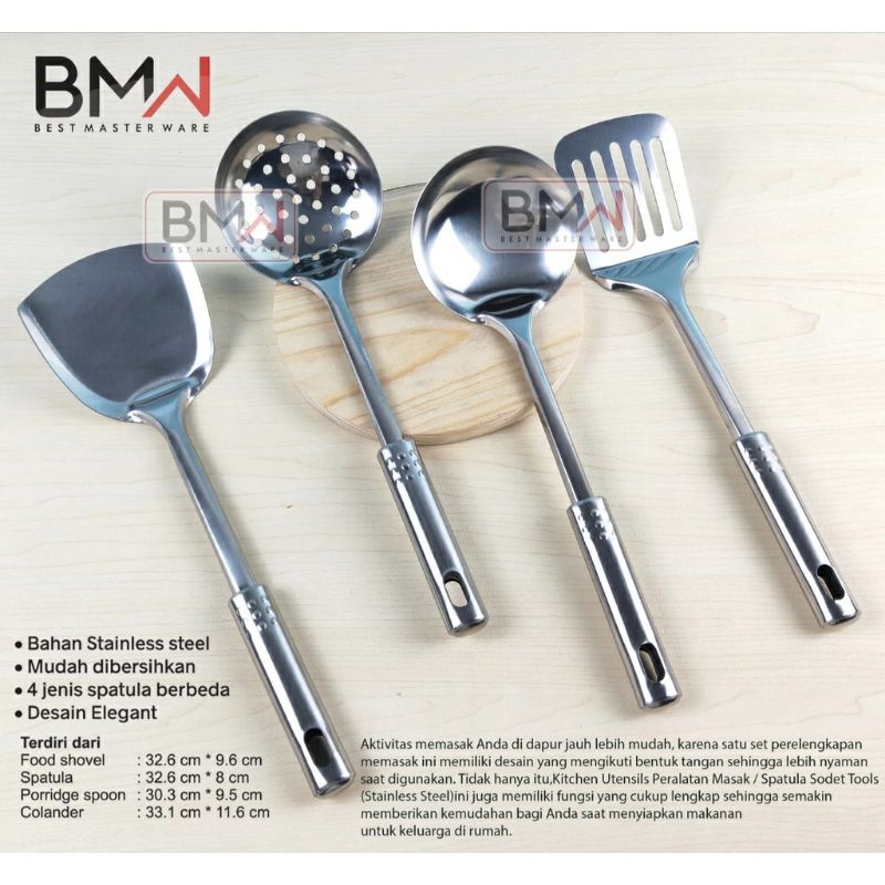 Spatula Stainless Set Isi 4pcs / Sodet / Sutil / BMW Stailes