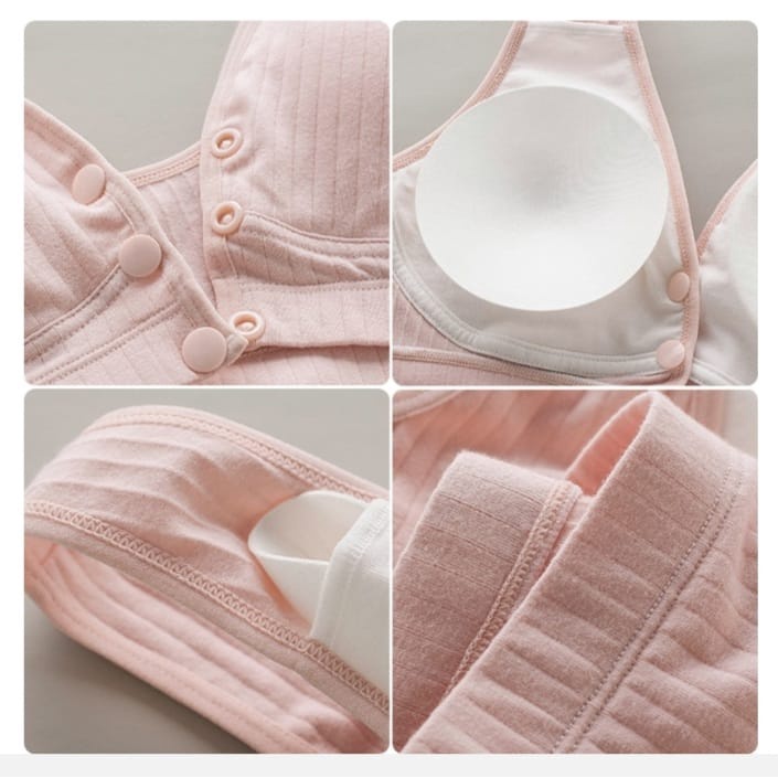 Bra Menyusui tanpa kawat Bh menyusui seamless Bra Wanita ibu hamil Kancing Depan bra Cup besar jumbo Nursing Bra Premium Busa tipis maternity bra Push up breastfeeding bra busui 1018