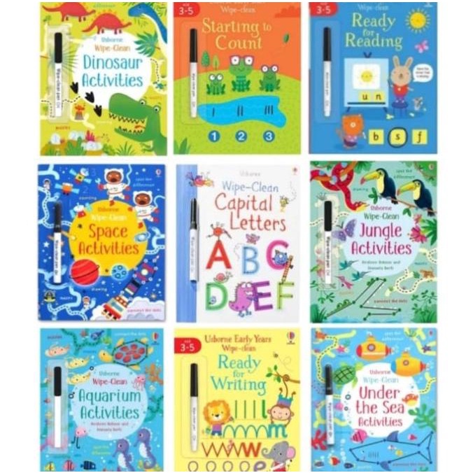

Usborne Wipe Clean Reusable Buku Aktivitas Anak Paud Tk Buku Import