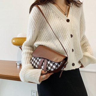 Bag Houndstooth Graphic Flap Saddle Bag Crossbody Bag 10045