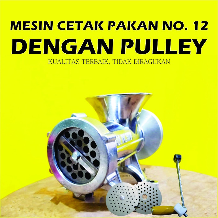 Mesin Cetak Pakan No.12 Pisau Luar 2 Dengan Pulley Bonus Filter PVC Paket Mesin Cetak Pelet Voer
