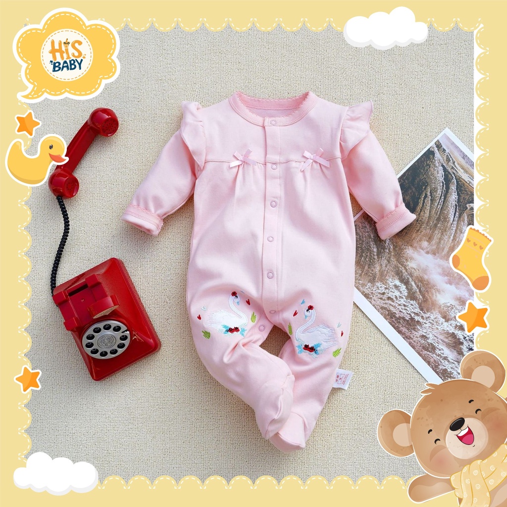 His.Baby (A41) Newborn-1 Tahun Sleepsuit/Jumper Panjang Pink Bayi Cewek & Anak Perempuan