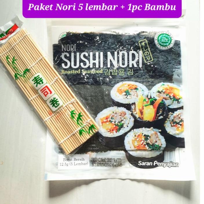 

Belanja sekarangq7Q1c paket nori sushi isi 5 + bambu sushi tikar penggulung sushi seaweed kimbap bento