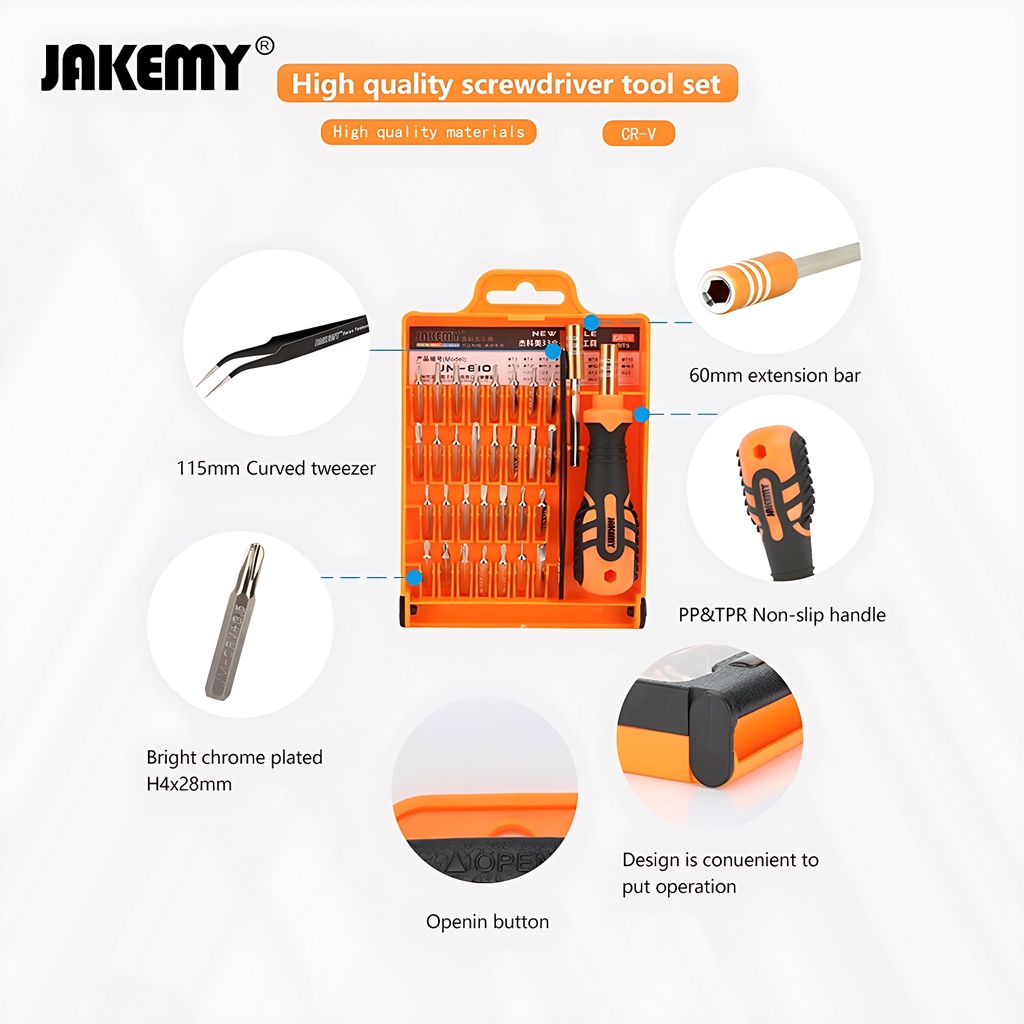 Jakemy 33in1 Obeng Set Hp Phillips Torx Hex Triangle Bintang Star 0.8 Original JM-8101