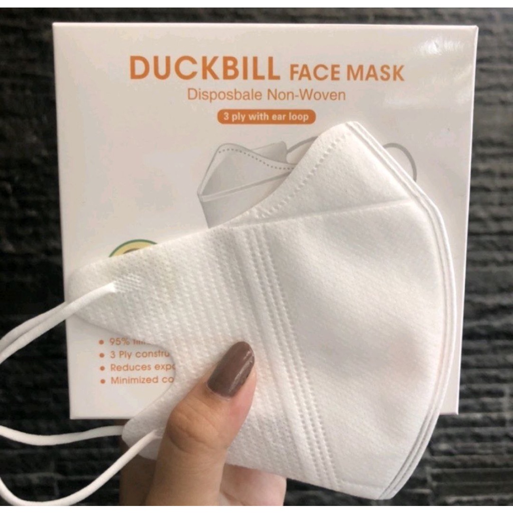 MASKER DUCKBILL ISI 50 PCS WARNA HITAM &amp; PUTIH MASKER PELINDUNG WAJAH