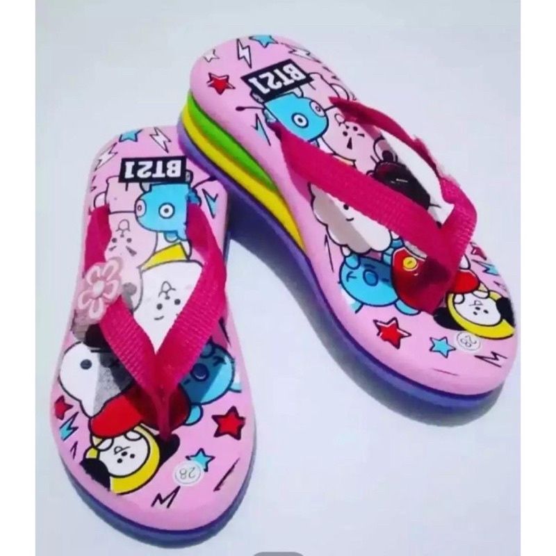 Promo sandal anak Wedges Pelangi BT21 Lucu
