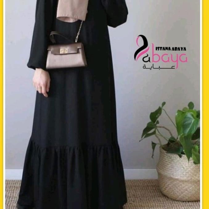 Gamis Sale Abaya Turkey Polos Minimalis Bawah Rempel Umbrella Cantik - XS(I6T9) Gamis Turki Terbaru 
