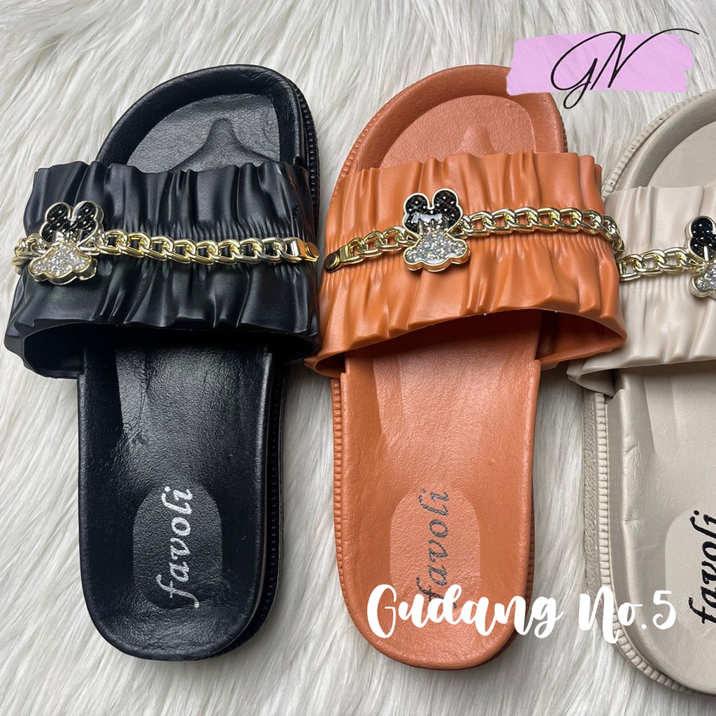 GN-1603-A1 &amp; A2 Sandal Selop Jelly Rantai Fashion Wanita Import Favoli PCU