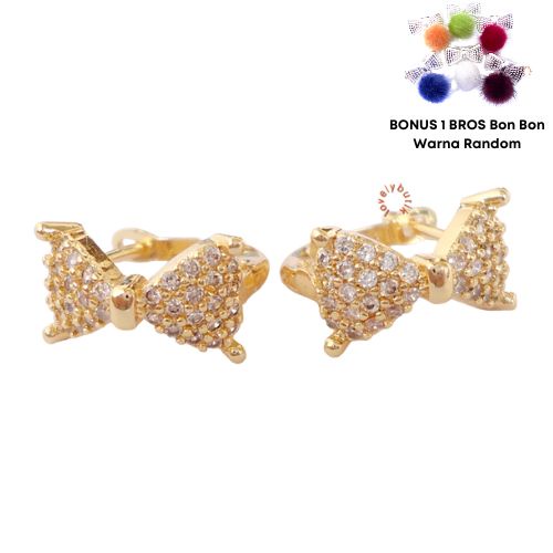Anting Xuping Wanita Dewasa 3tyy Model Pita Permata Mewah Bonus 1 Bros Bonbon - Lovelybutik