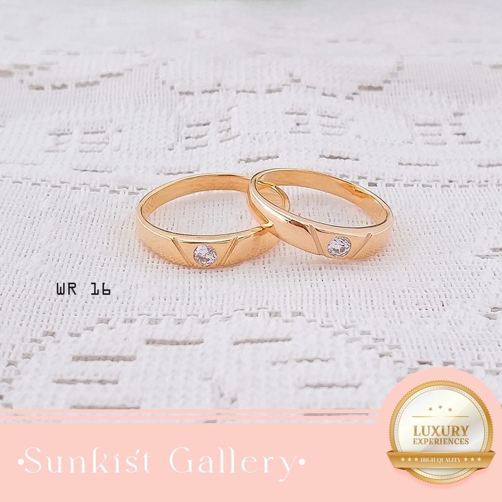 CINCIN KAWIN EMAS ASLI KADAR 375/ 8 KARAT CINCIN SEPASANG SATUAN MODEL SIMPEL MEWAH WR 16