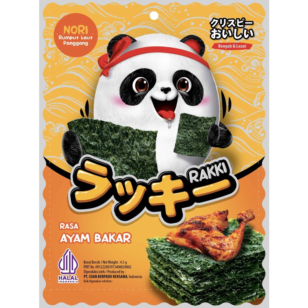 

RAKKI Nori Rumput Laut Rasa Ayam Bakar isi 12pcs