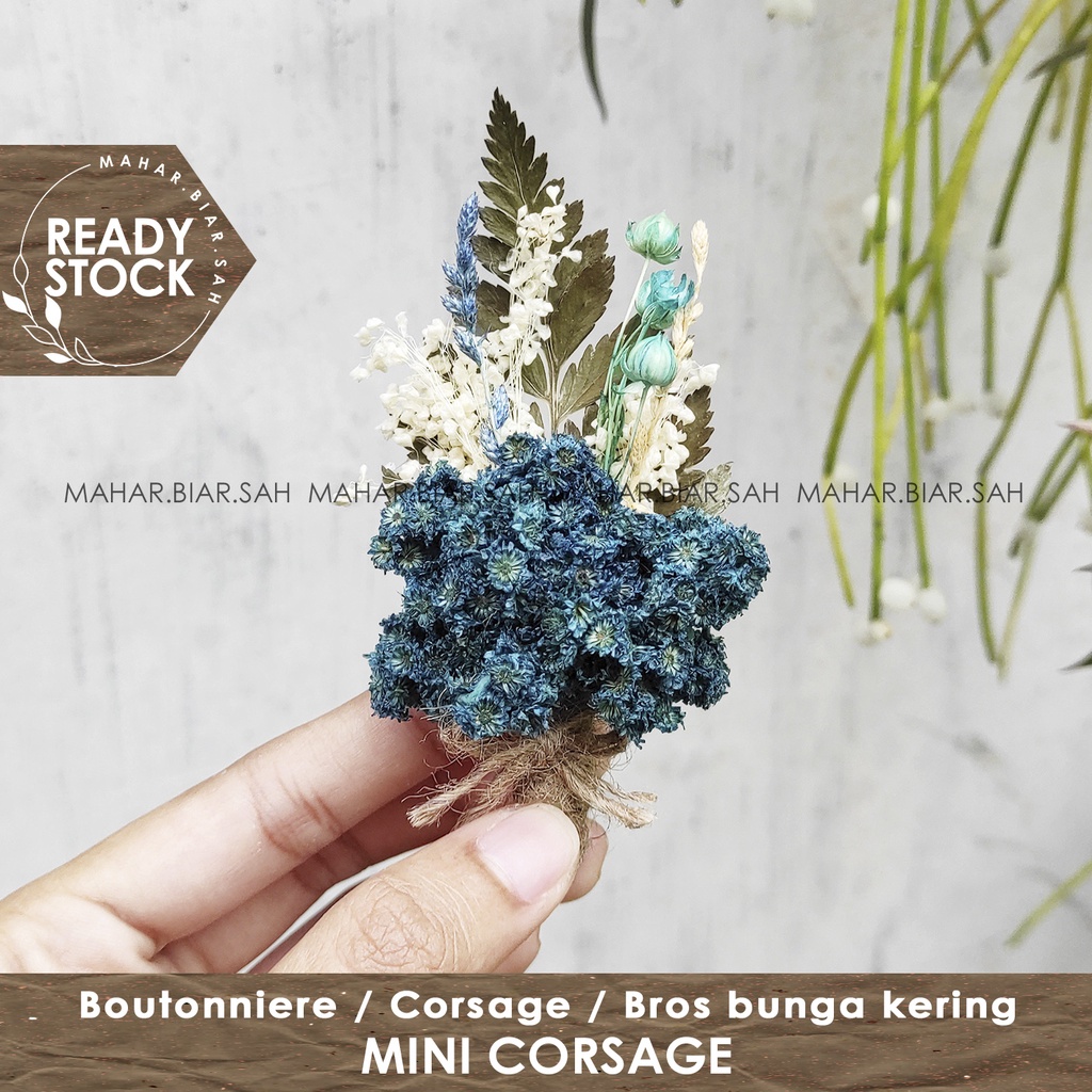 RS Import flowers Mini Corsage BIRU / corsage / bros bunga kering / bunga jas / bros bunga jas / dri