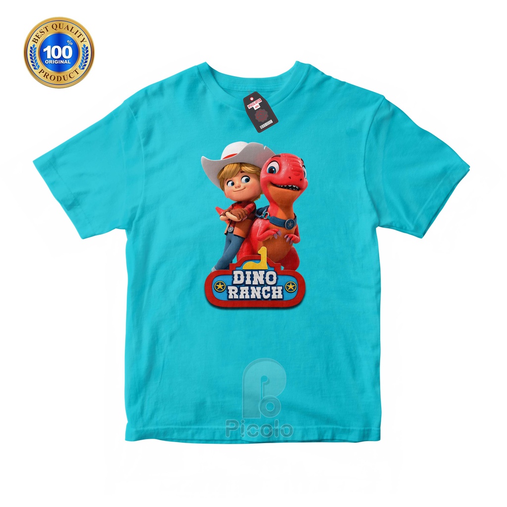 (FREE NAMA) BAJU KAOS ATASAN ANAK MOTIF KARTUN DINO RANCH UNISEX Bahan COTTUN