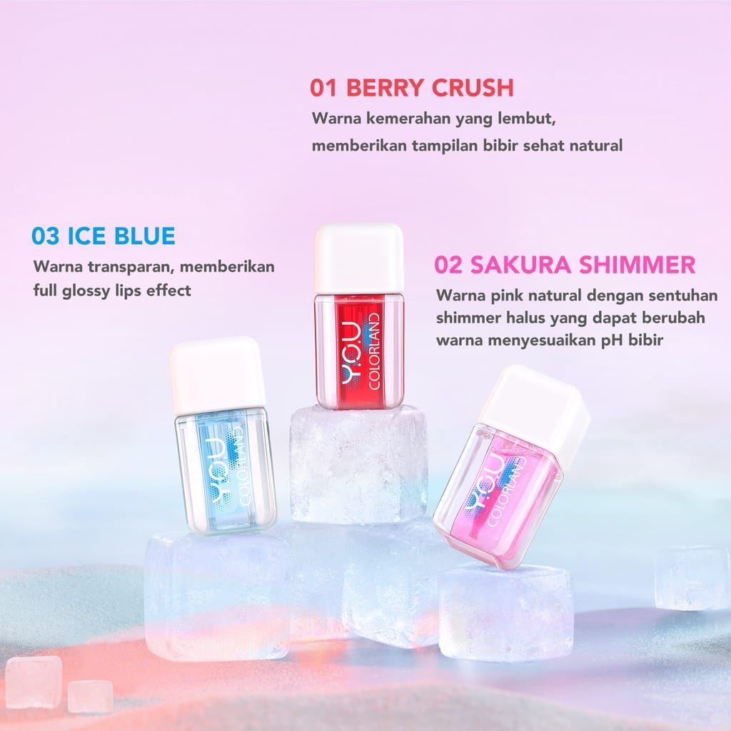 `ღ´ PHINKL `ღ´ Y.O.U Colorland Icy Glow Pelembab bibir | Lip serum | Lip oil