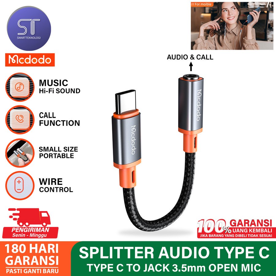 MCDODO Splitter Type C to Jack 3.5mm
