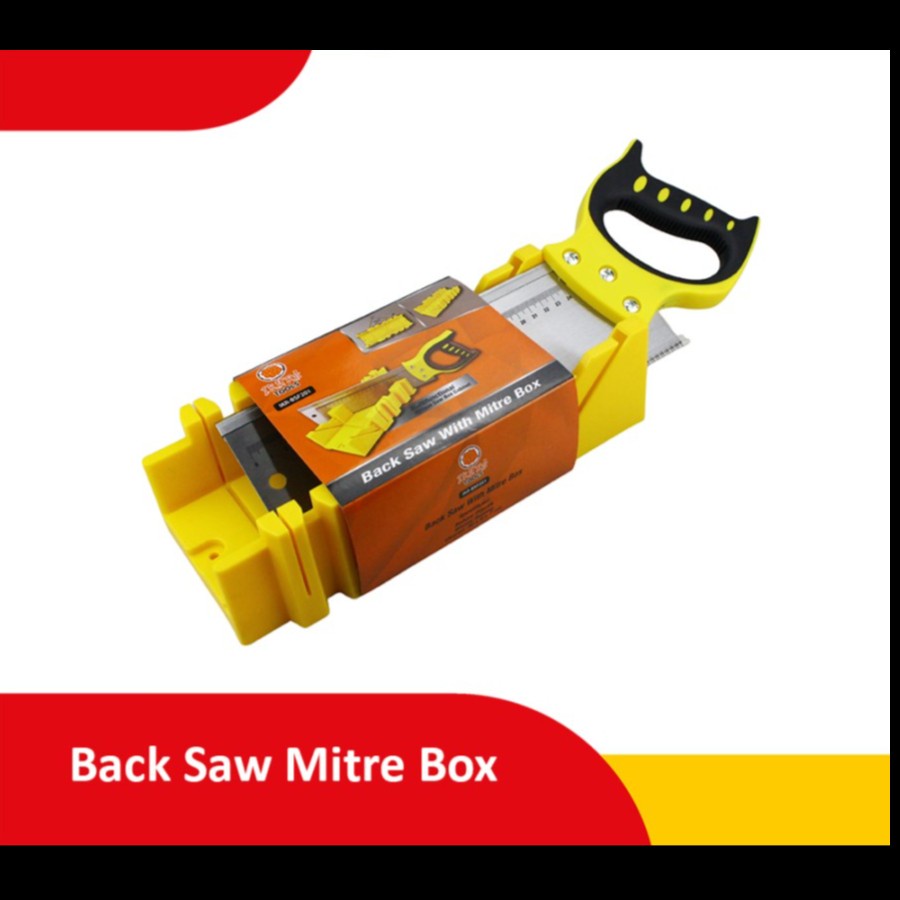 Gergaji Kayu Sudut Pigura Siku - Back Saw Set Miter Box / Gergaji Hebel Potong Sudut