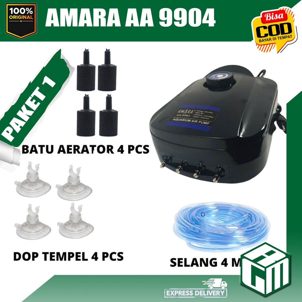 PAKET Amara AA 9904 AA9904 Mesin Aerator 4 Lubang Aquarium Aquascape