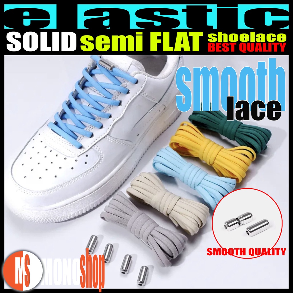 high quality elastic shoelace semi flat dengan metal capsule lock