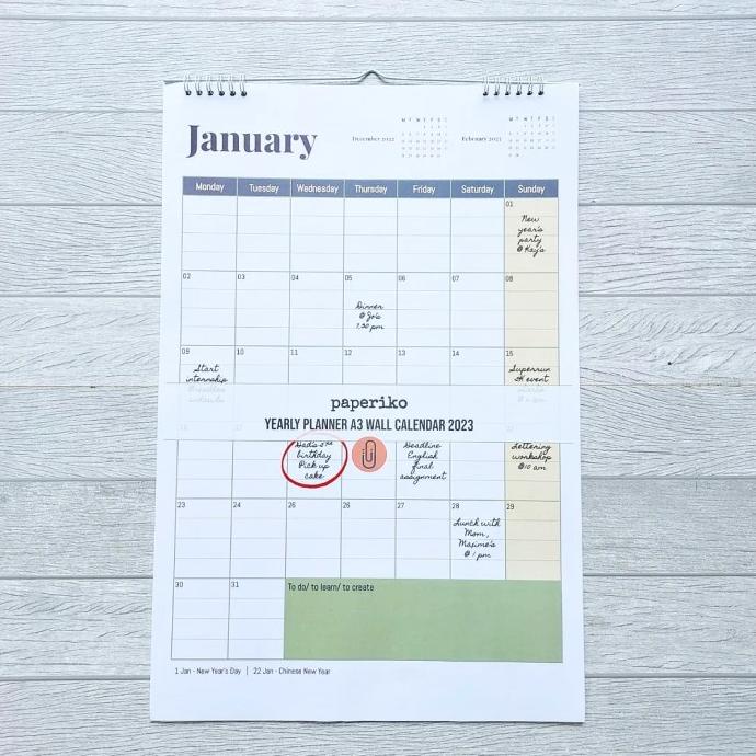 

Terbaru !!! Paperiko| A3 2023 Wall Planner Calendar/ Kalender Dinding Besar Cal36S
