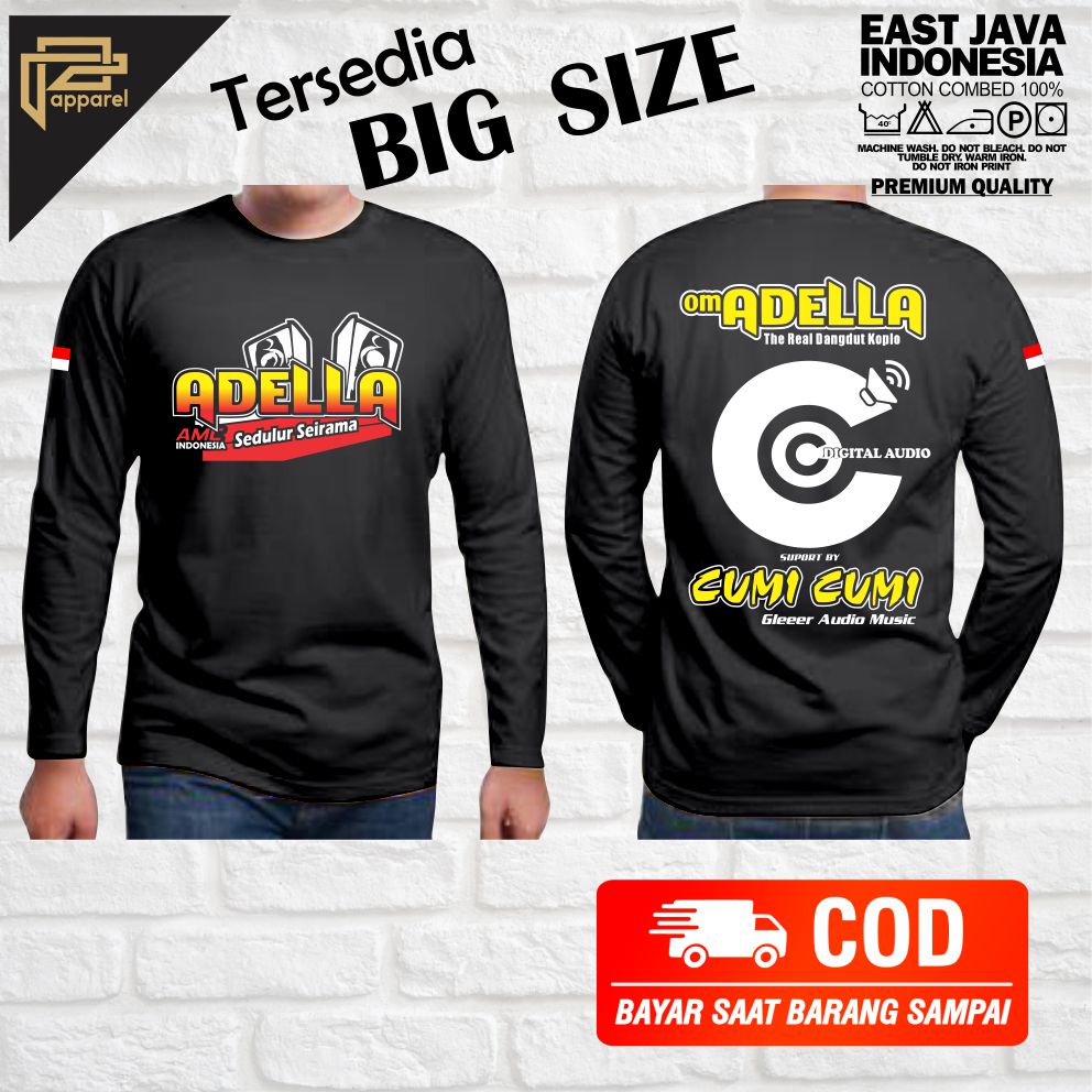 Baju kaos ADELLA amc cumi cumi audio music lengan panjang big size jumbo