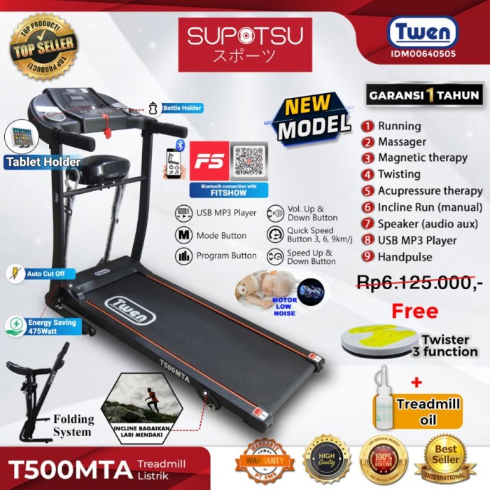 Twen Treadmill Elektrik T500Mt / Alat Fitness / Treadmil / Treadmill