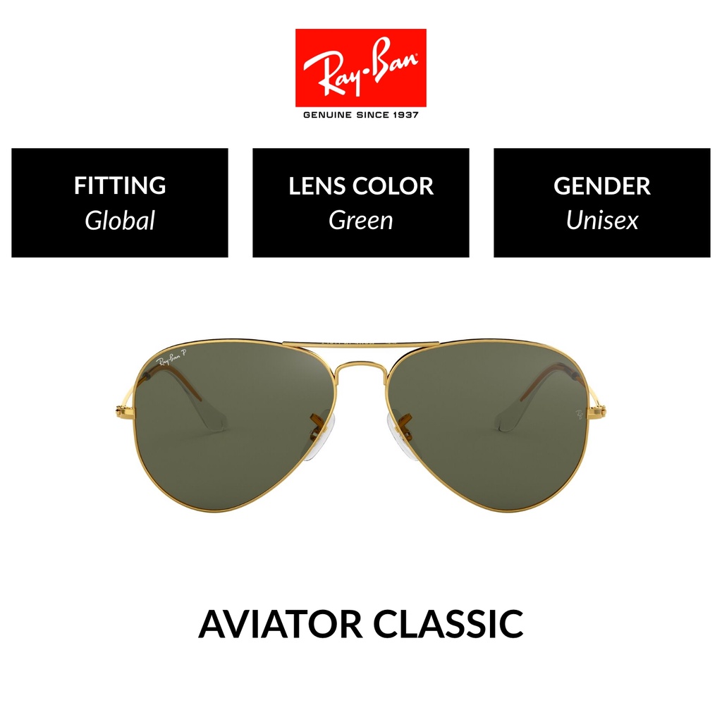 RAY-BAN Aviator Large Metal Polarized | RB3025 001/58 | Global Fitting | Sunglasses | 62mm