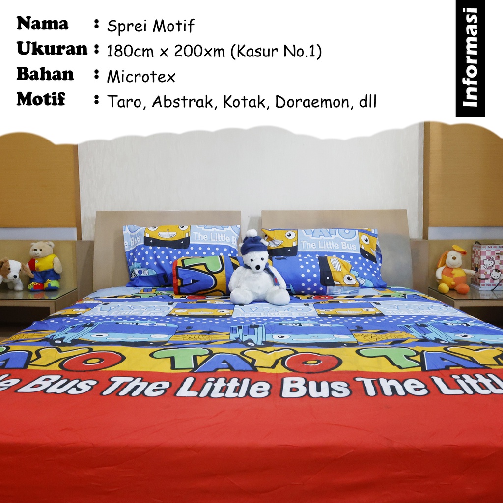 COD -  Sprei Kasur Ukuran KingBed Bermotif Karakter Karakter Ukuran 180cmx200cm Bahan Teteron Cotton - CD-2