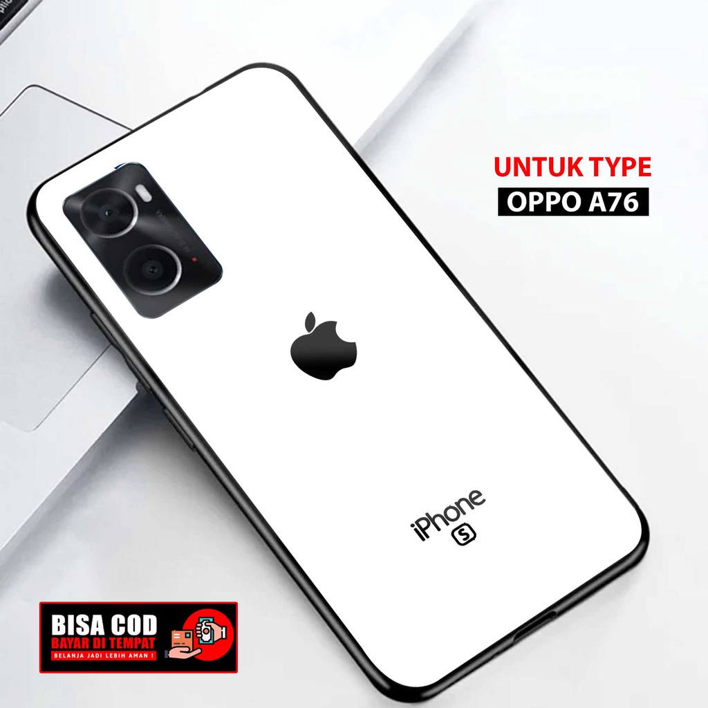 Case Oppo A76 Terbaru { APEL ] 2D Softcase Glass Kaca Oppo A76 (Case Hp) Oppo A76 (CASING HP) Oppo A