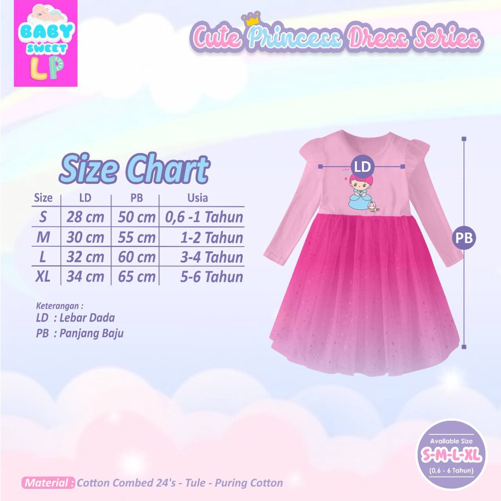 Dress balita Cute Princess Series 6bln - 6 thn by Baby sweet LP