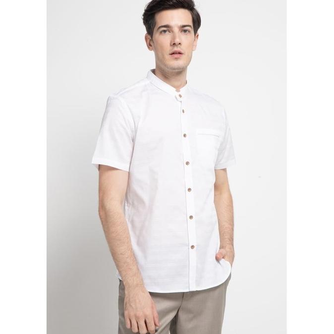 BISA COD Manzone Kemeja Koko Lengan Pendek Quba SS Shirt White /BAJU KOKO PRIA/BAJU KOKO DEWASA/BAJU