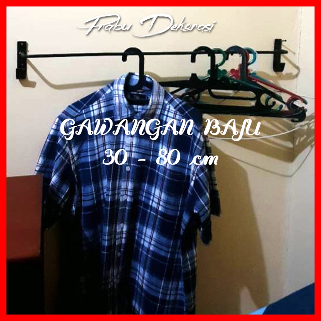 Cantelan Dinding Baju Besi Lebar 7cm - Hook Hanger Besi Gawangan Jemuran Dinding - Gawangan Handuk K
