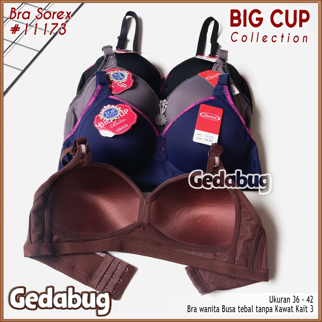 Bra BH Sorex 11173 Bra Cup Besar Tanpa Kawat Busa Kait 3 Setara Cup B-C Gedabug