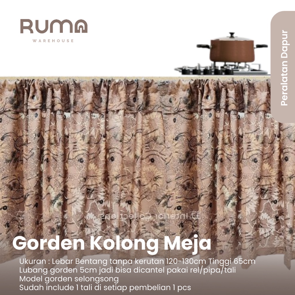 RB GORDEN Kolong Meja Dapur Gordyn Tirai Penutup Bawah Meja Dapur Motif dan Polos