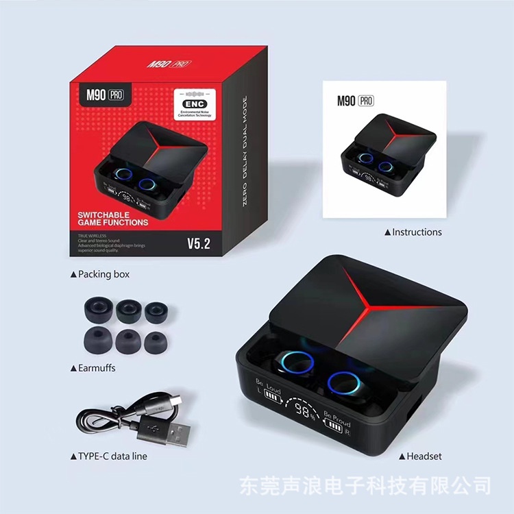 VICLOOK M90 Pro TWS Headset HD Suara Kebisingan Membatalkan Earphone Earbud BT Nirkabel Headphone M90Pro Dengan Pengisian Kotak