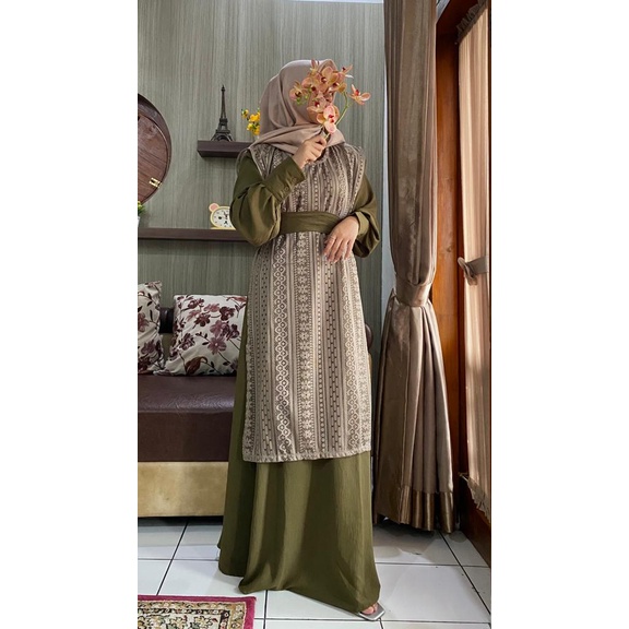 Image of maja dress / dress cerinkel mix berukat premium / baju lebaran / dress kekinian #4