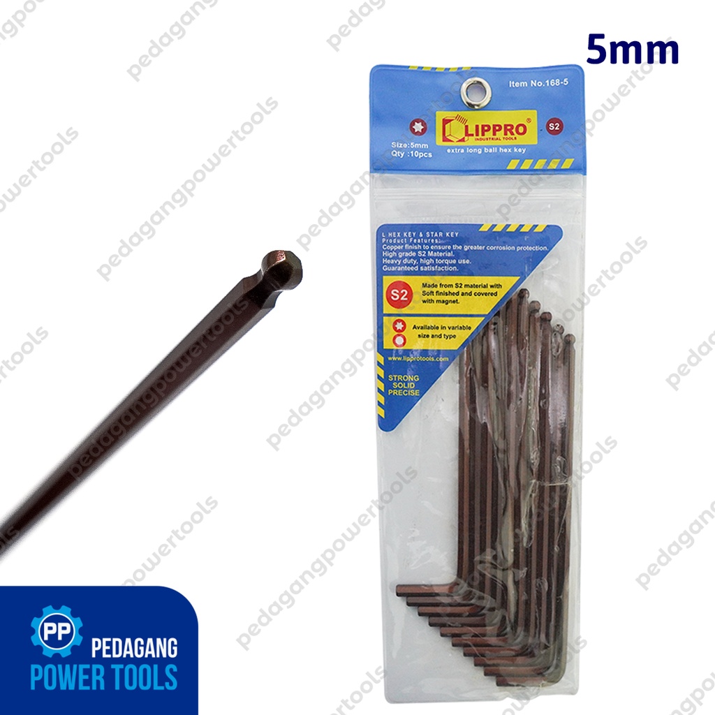 LIPPRO 168 5 MM KUNCI L BALLPOINT PANJANG S2 EXTRA LONG HEX KEY WRENCH