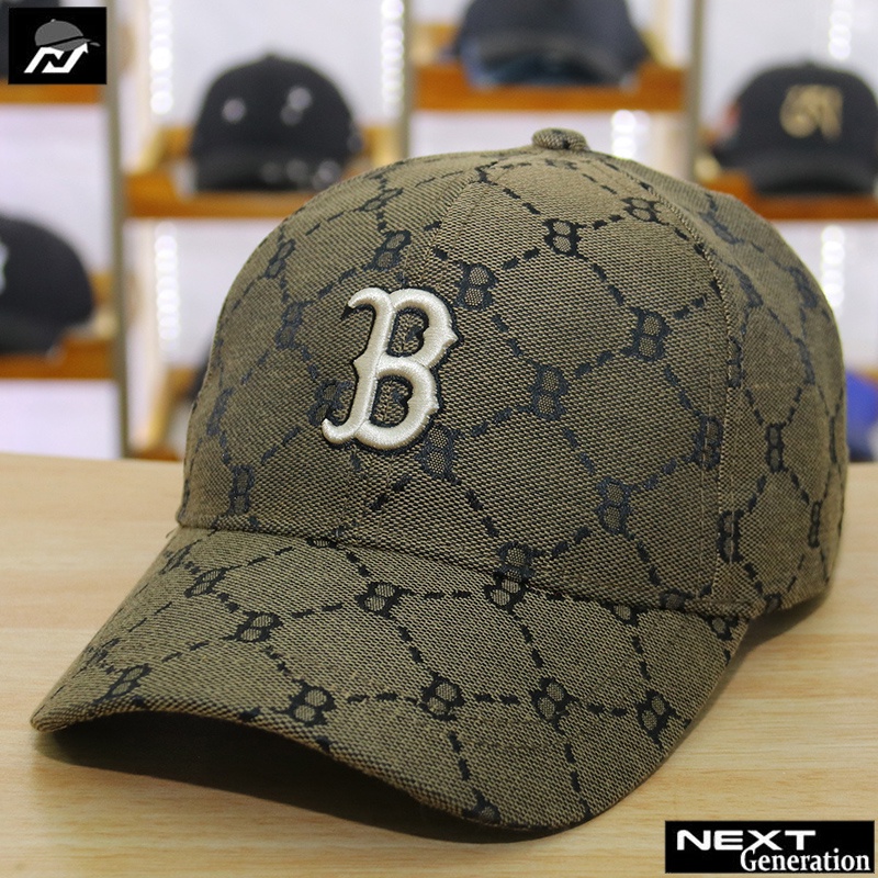 Topi NY Boston MLB Korea Genuine Marchandise Coklat/Brown Monogram premium Import CX