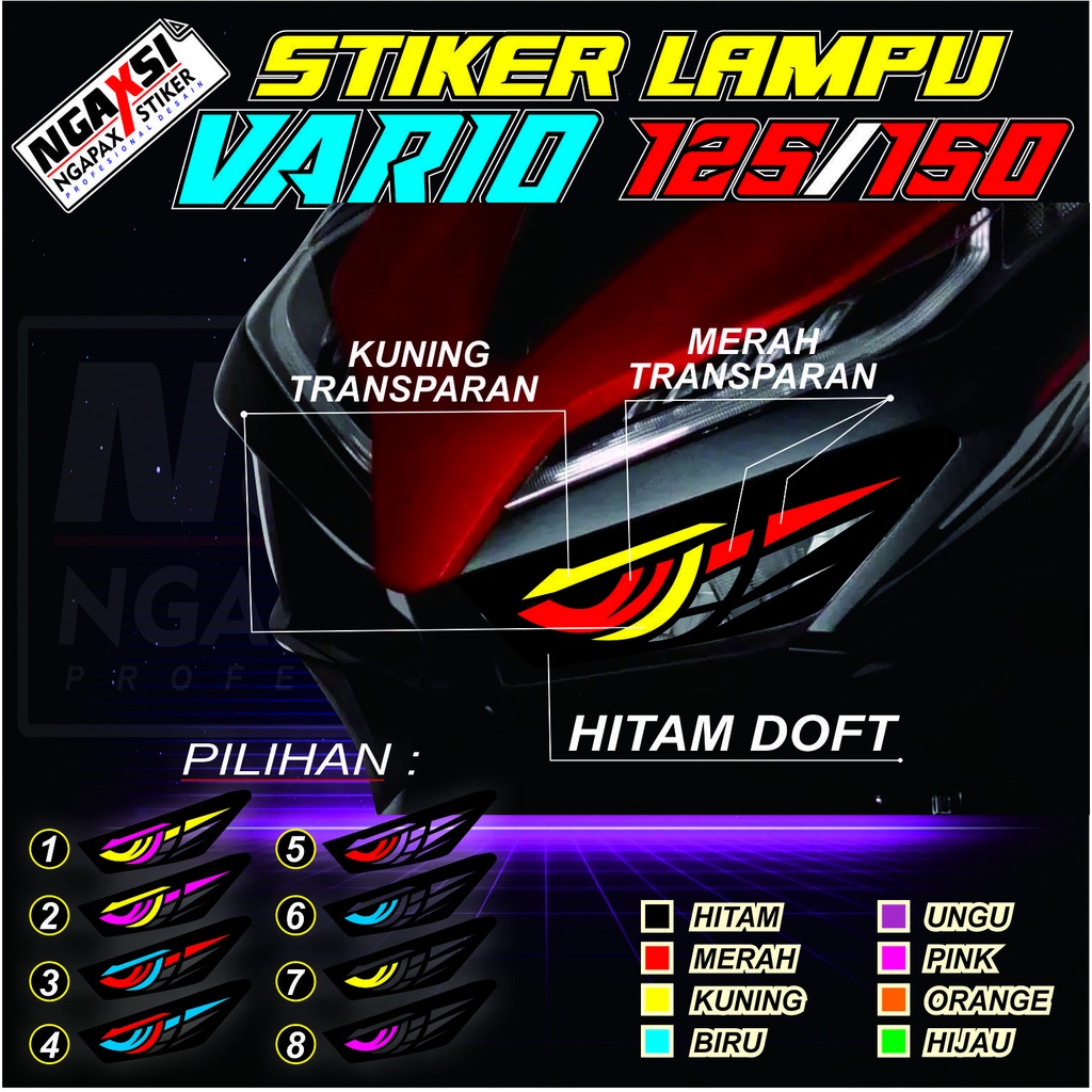 STIKER LAMPU DEPAN VARIO 125 & 150 new, stiker mata lampu vario,stiker motor vario